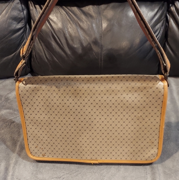 EUC LAPTOP NOTEBOOK MESSENGER BAG GRAY & TAN LEATHER CROSSBODY / SHOULDER STRAP - Picture 5 of 7